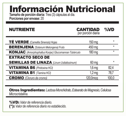 Información Nutricional DIVI-HER 60 Cápsulas